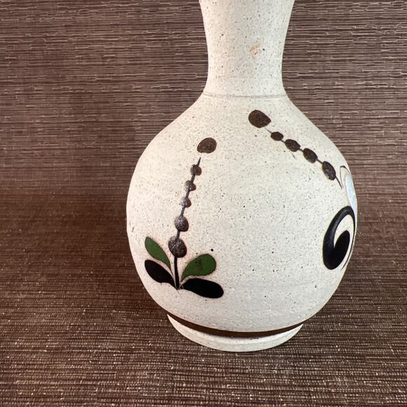 Sign Mexican Tonalá Pottery Vase-Cobalt Blue Flower-6.25″ Folk Art Stoneware VTG - Picture 5 of 8